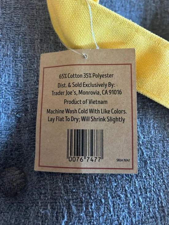 Trader Joe's Yellow & Cream Canvas Tote Bag - Picture 3 of 6